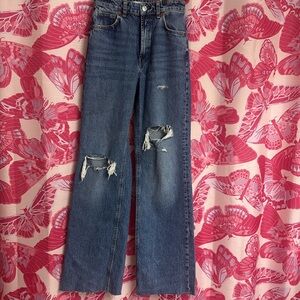 Zara Blue Distressed Women Jeans